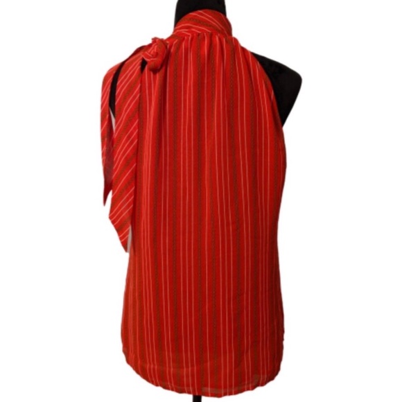 Banana Republic Tie Neck Red Sleeveless Blouse - Picture 3 of 11